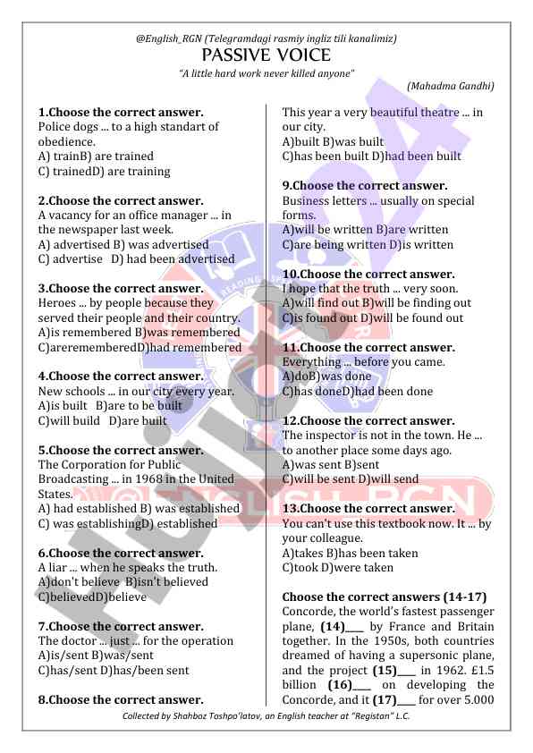 Passive voice exercises for english learners