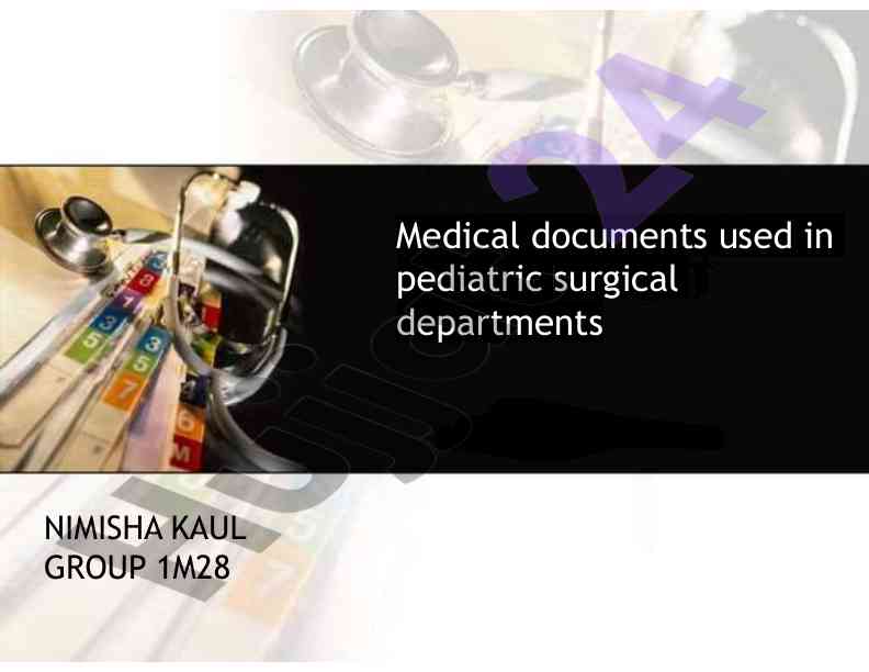Medical documents used in pediatric surgical departments