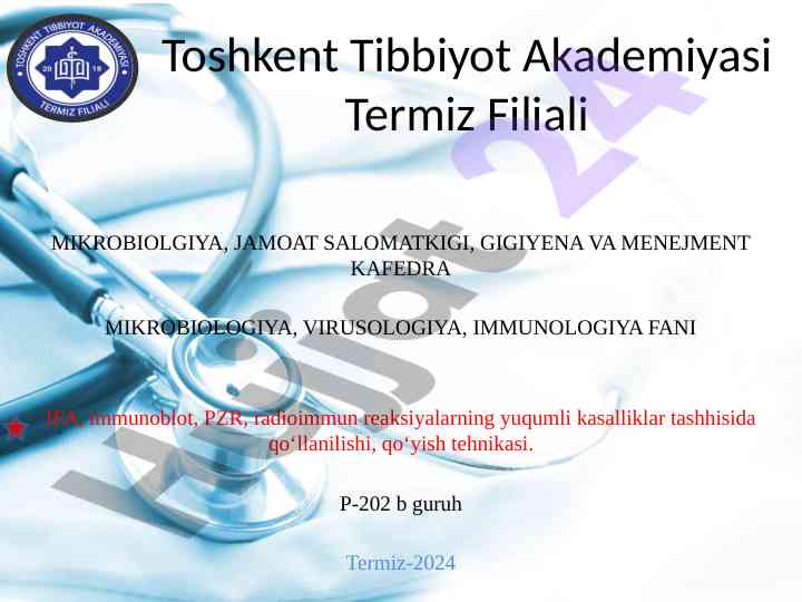Serologik reaksiyalar haqida tushuncha ifa analiz