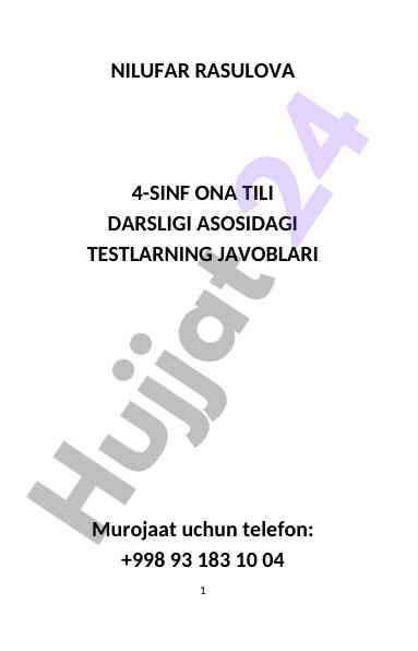 4-sinf ona tili darsligi testlarni javoblari