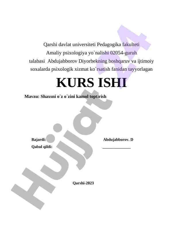 Shaxsni o'z o'zini kamol toptirish mavzusi