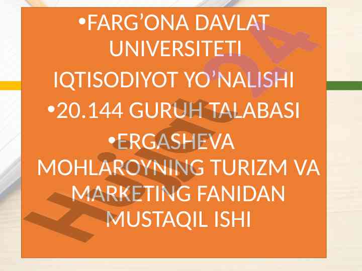 Takomillashtirish marketing xizmatlari turizmda