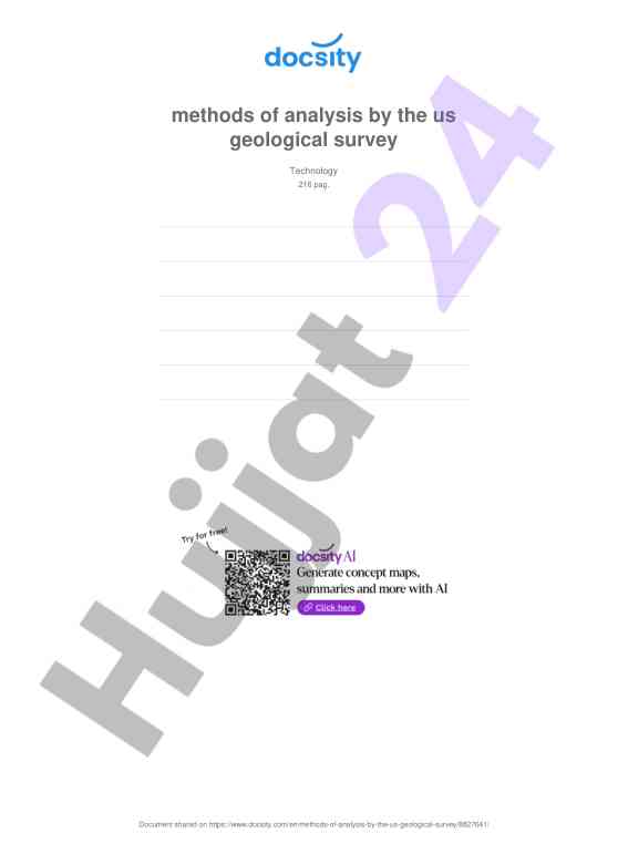 Methods of analysis by the us geological survey