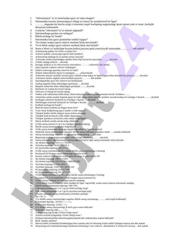 Axborot va informatika olami haqida