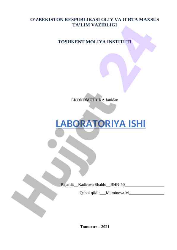 Kop omilli ekonometrik tahlil laboratoriya ishi