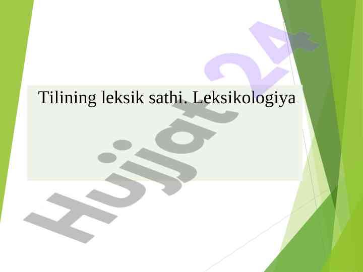 O‘zbek adabiy tilining leksikologiyasi mavzulari