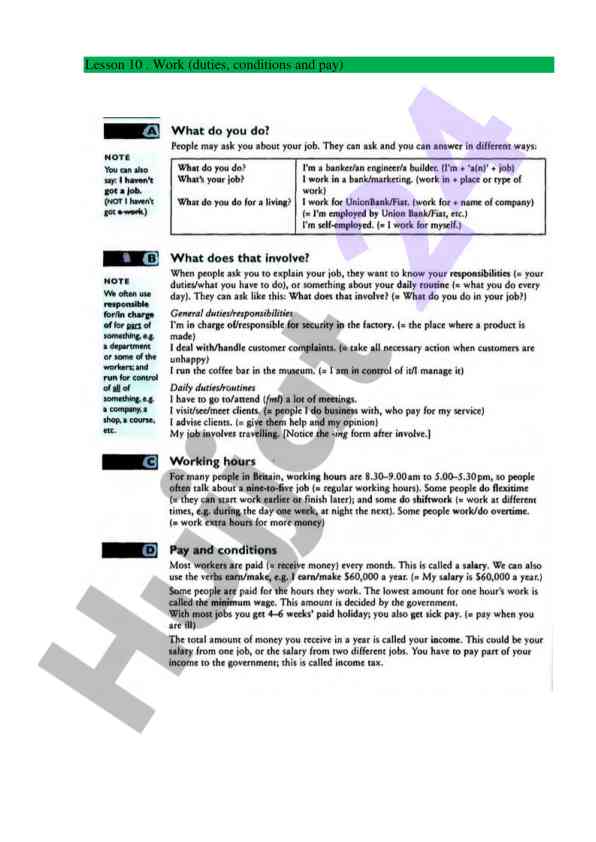 Lesson 10 duties conditions and pay overview