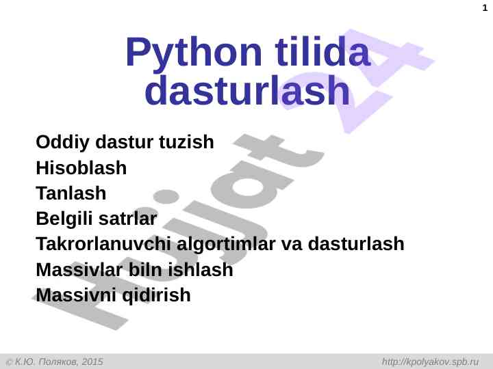Python tilida oddiy dastur tuzish