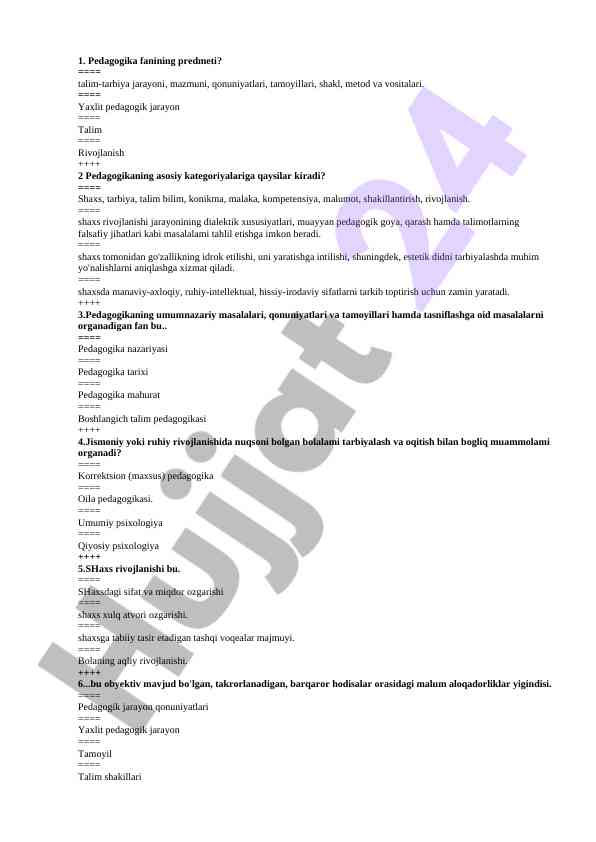 Pedagogika Fanining Asosiy Masalalari