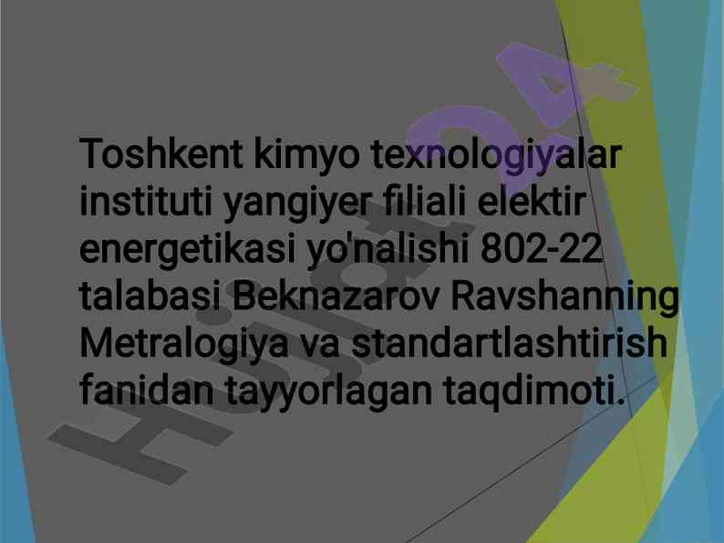 Metralogiya va standartlashtirish taqdimoti