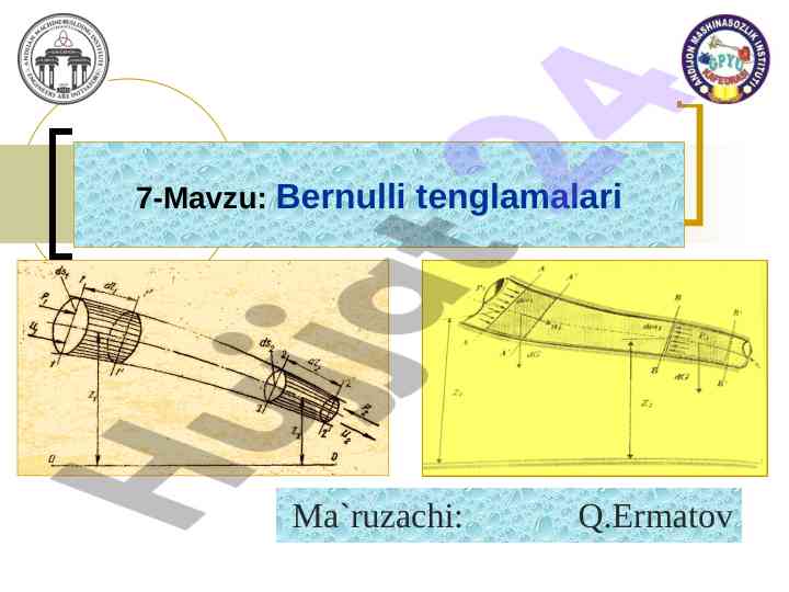 Bernulli tenglamalari tushuntirish