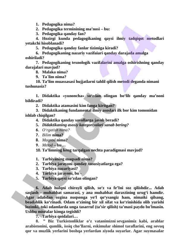 Pedagogika va didaktika asoslari tahlili
