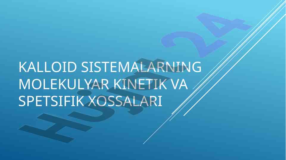 Kalloid sistema harakati va elektrolit ta’siri