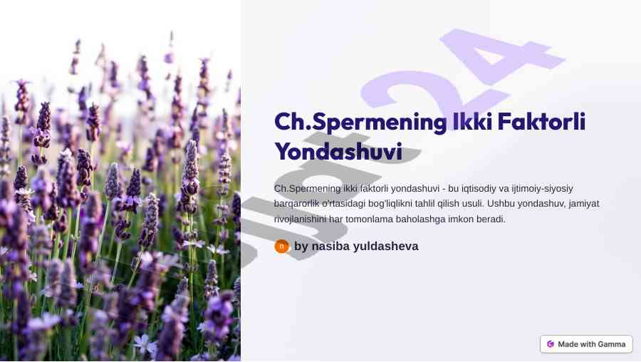 Ikki faktorli yondashuv va iqtisodiy barqarorlik