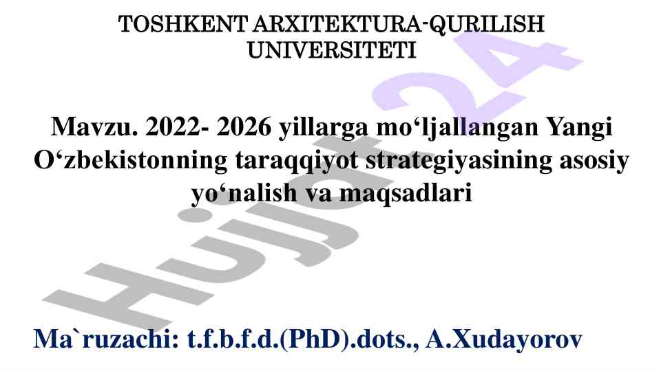 Yangi o‘zbekiston taraqqiyot strategiyasi asosiy yo‘nalishlari