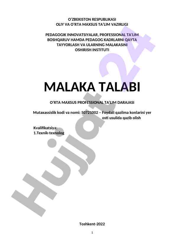 Foydali qazilma konlarini yer osti usulida qazib olish