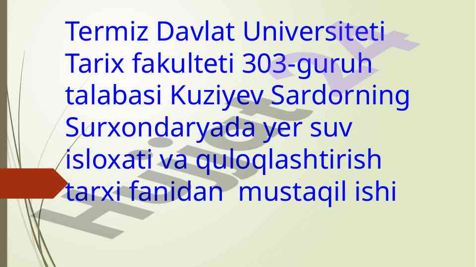 Yer suv islohotlari tarixi temuriylar davrida