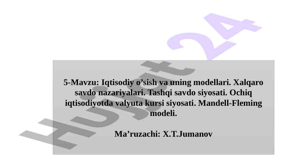 Iqtisodiy o'sish va uning modellari tahlili
