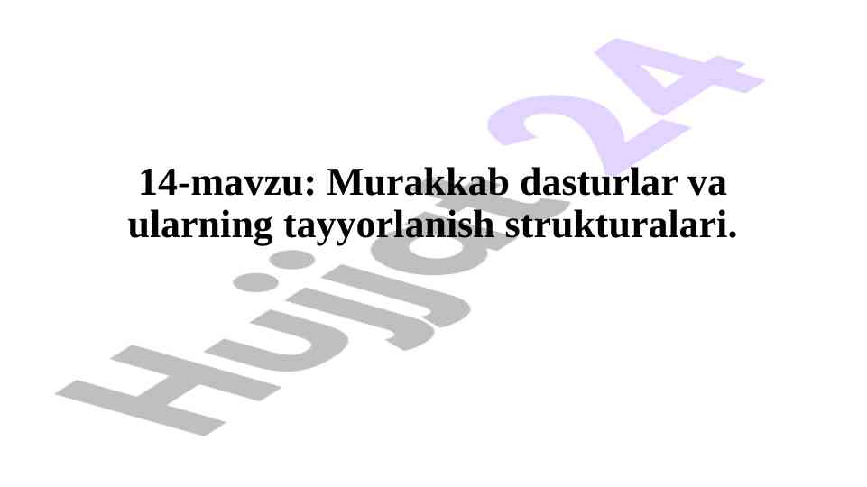 Murakkab dasturlar va massiv tushunchalari