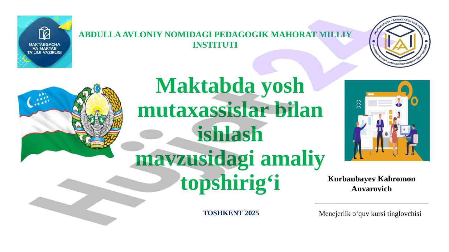 Yosh mutaxassislar uchun ta'limni rivojlantirish