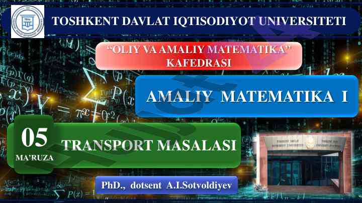 Transport masalasi va matematik model