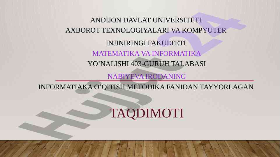 Animatsiya effektini qo’shish taqdimoti