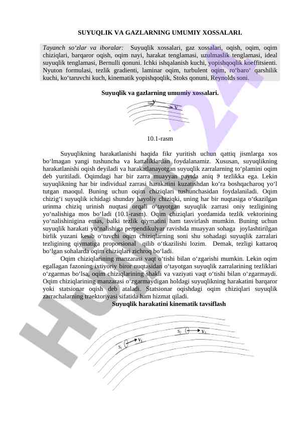 Suyuqlik va gazlarning umumiy xossalari