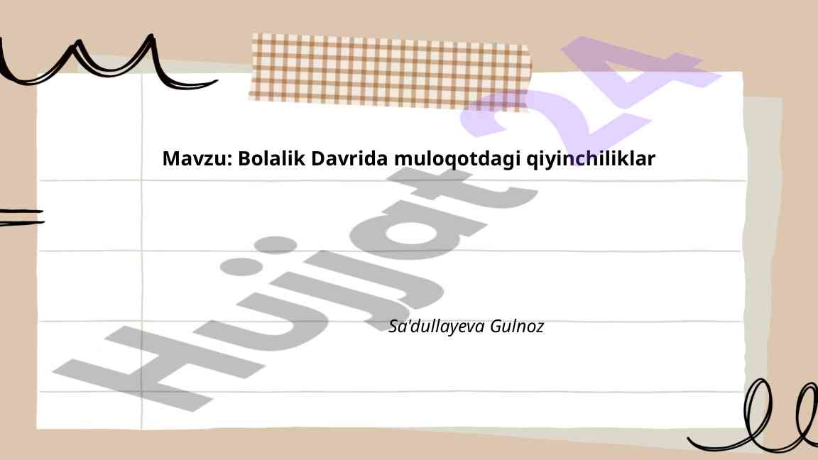 Bolalik Davrida Muloqotdagi Qiyinchiliklar