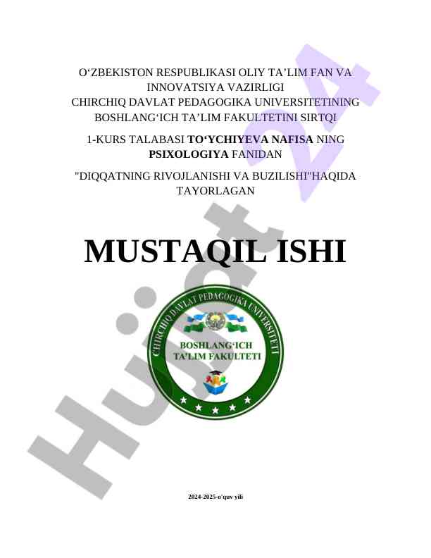Diqqatning Rivojlanishi Va Buzilishi