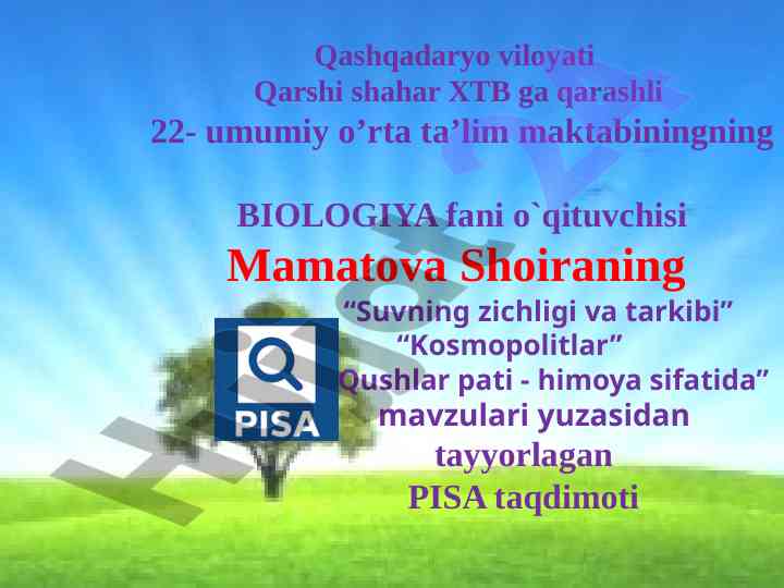 Suvning zichligi va tarkibi taqdimoti