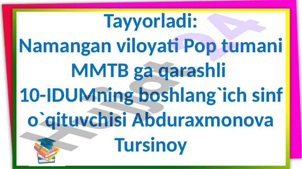 Rang va tasvirlar dars ishlanmalari