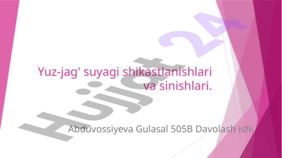 Yuz-jag' suyagi shikastlanishlari tahlili