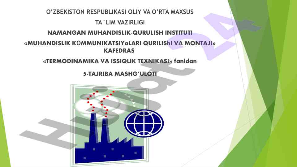 Isitish asboblarining isitish koeffitsientini aniqlash