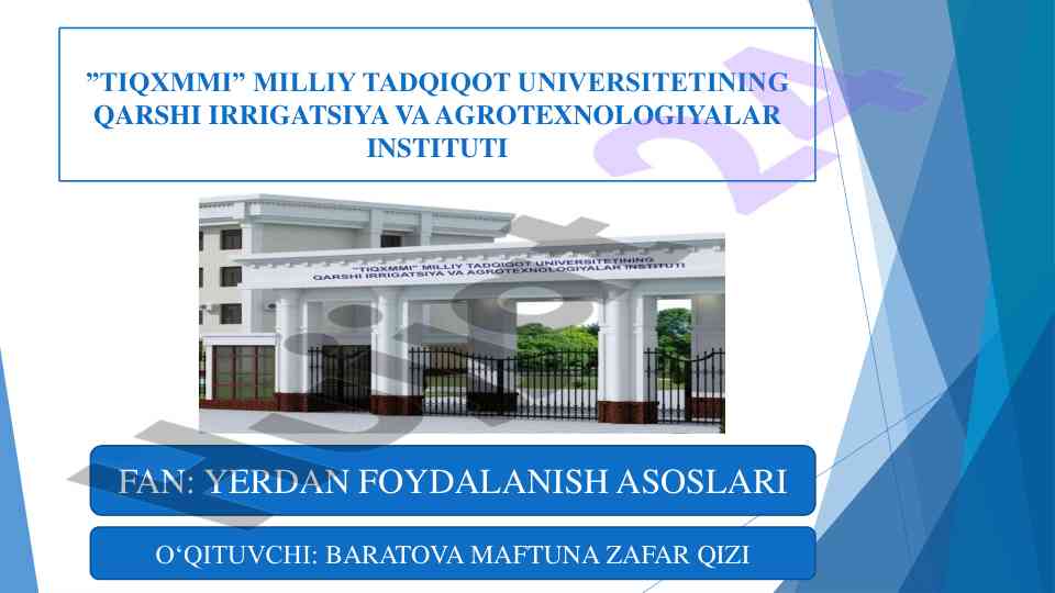 O‘zbekiston davlat yer kadastri va monitoring asoslari