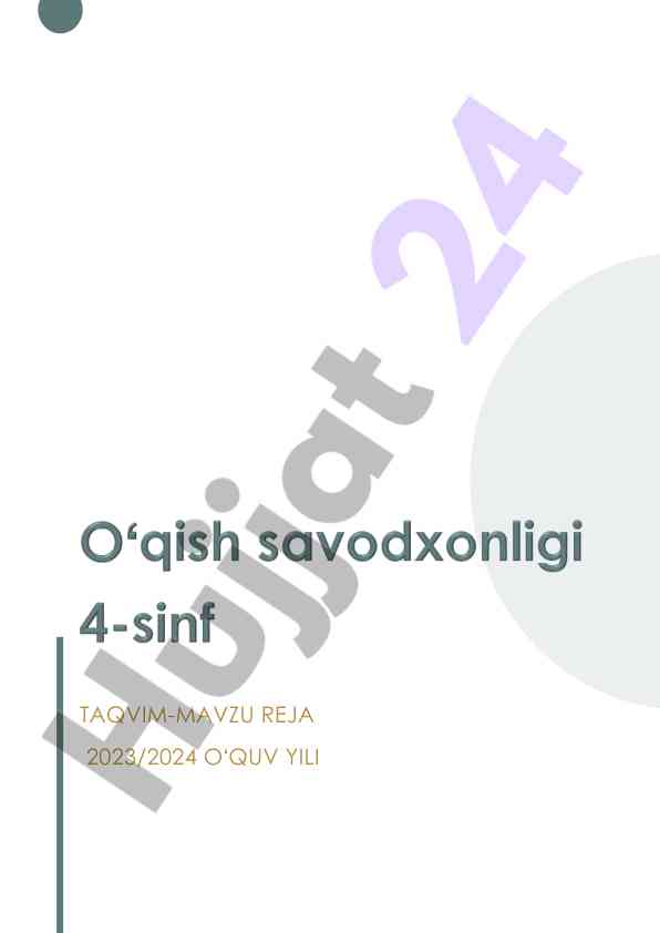 Taqvim-mavzu reja oʻquv yili 2023/2024