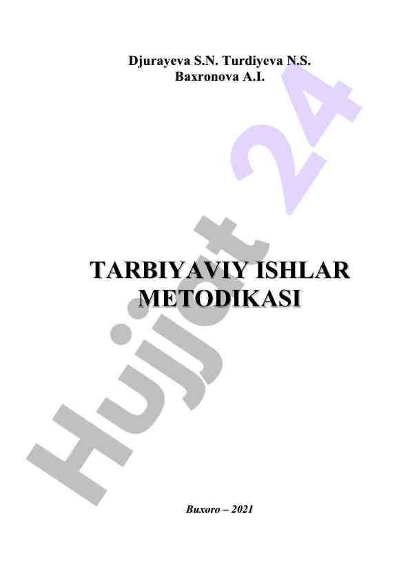 Tarbiyaviy ishlar metodikasi bo'yicha o'quv qo'llanma
