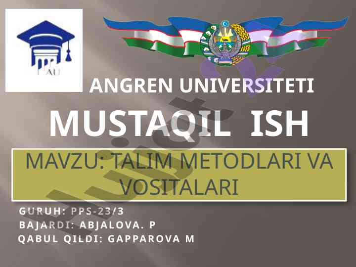 Talim metodlari va vositalari tahlili
