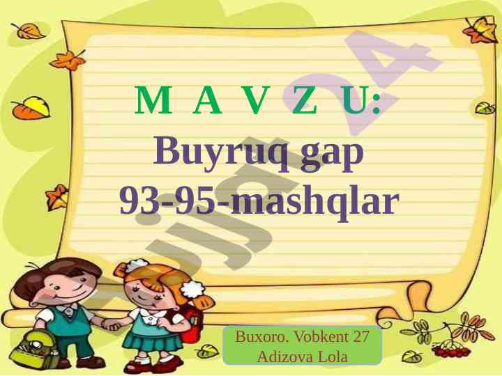 Buyruq gap mashqlari buxoroda o'qish