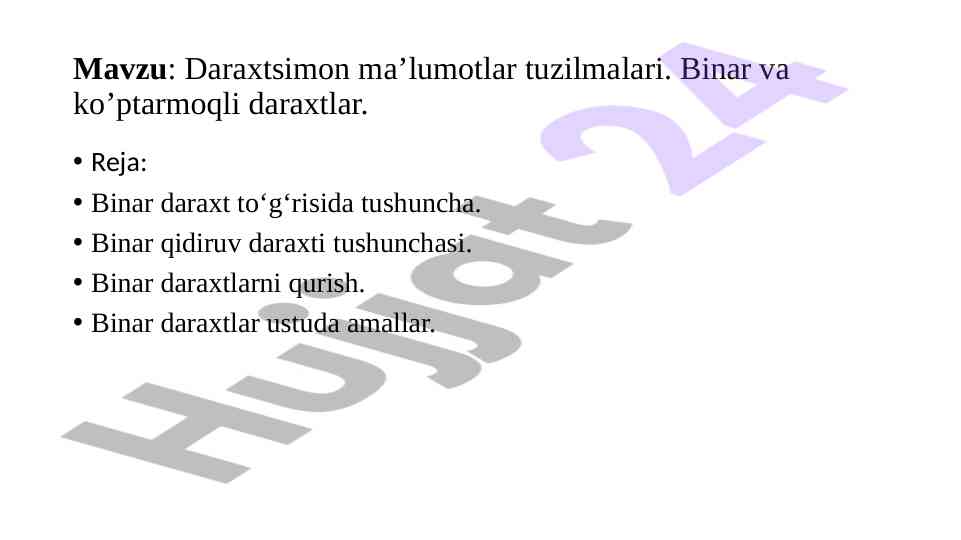 Daraxtsimon ma'lumotlar tuzilmalari binar daraxtlar