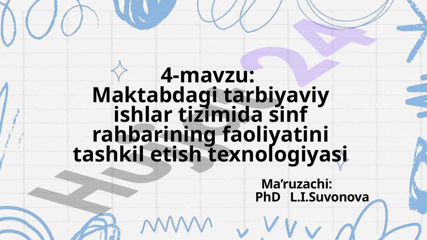 Sinf rahbarining faoliyatini tashkil etish texnologiyasi