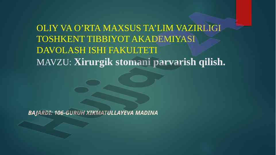 Xirurgik stomalarni parvarish qilish usullari