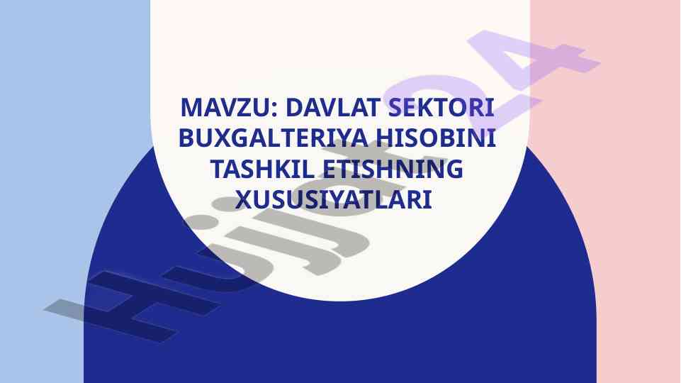Davlat sektori buxgalteriya hisobi xususiyatlari