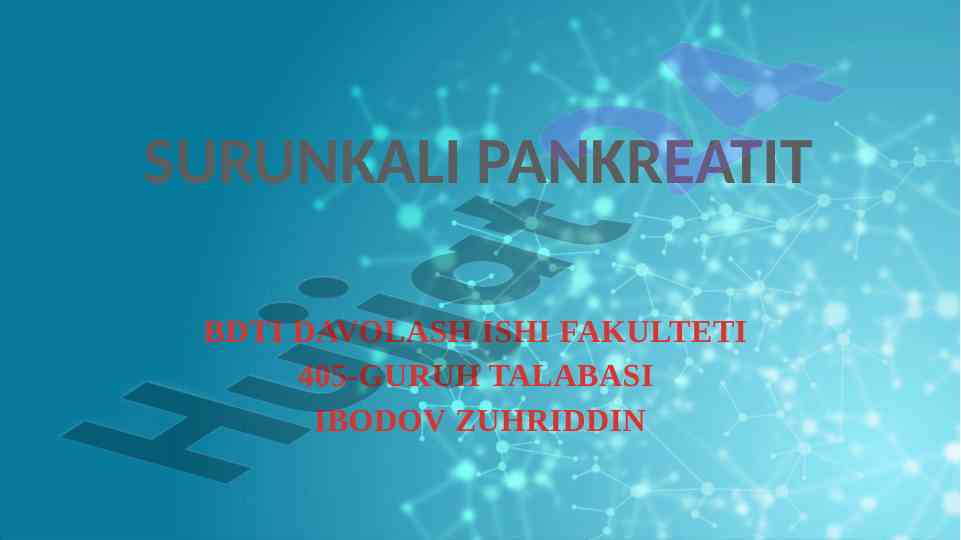 Surunkali pankreatitni davolash usullari