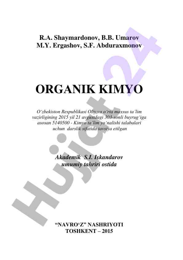 Organik kimyo darsligi talabalar uchun