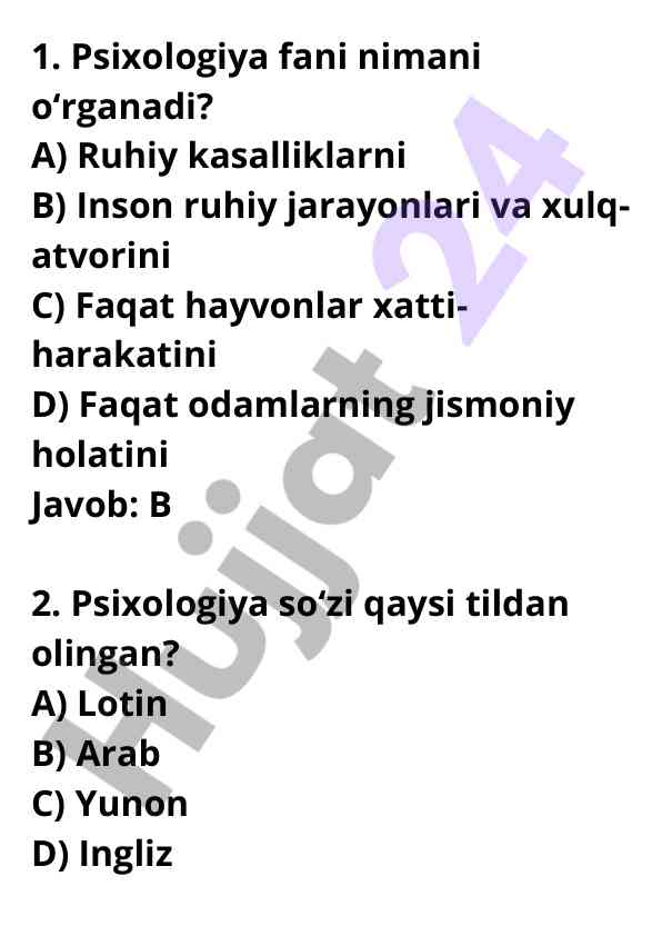 Psixologiya fani va asosiy konseptsiyalar