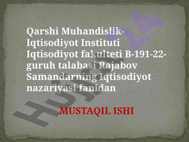Agrar munosabatlar va ijara haqqi renta