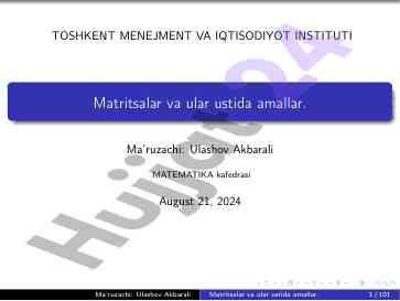 Matritsalar va ular ustida amallar ta’limi