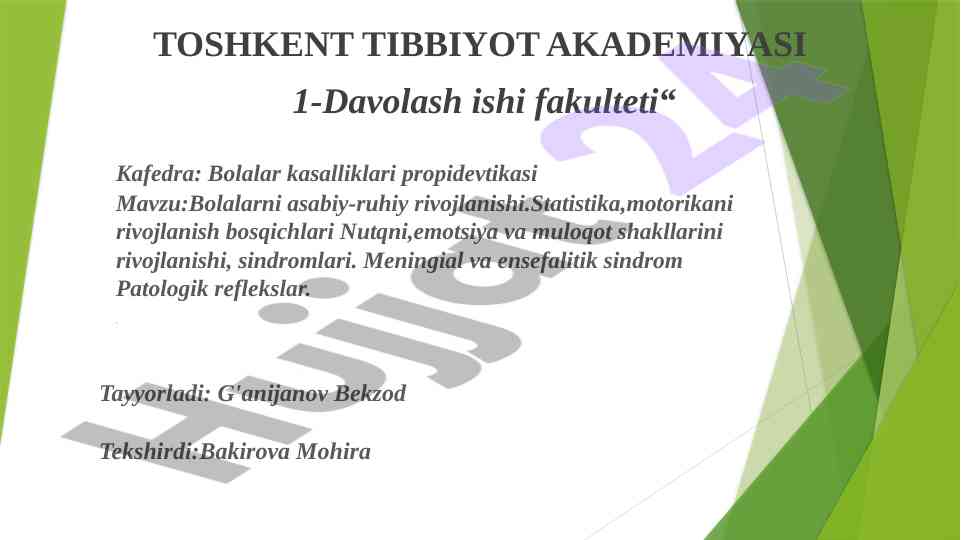 Bolalarni asabiy-ruhiy rivojlanishi maqolasi