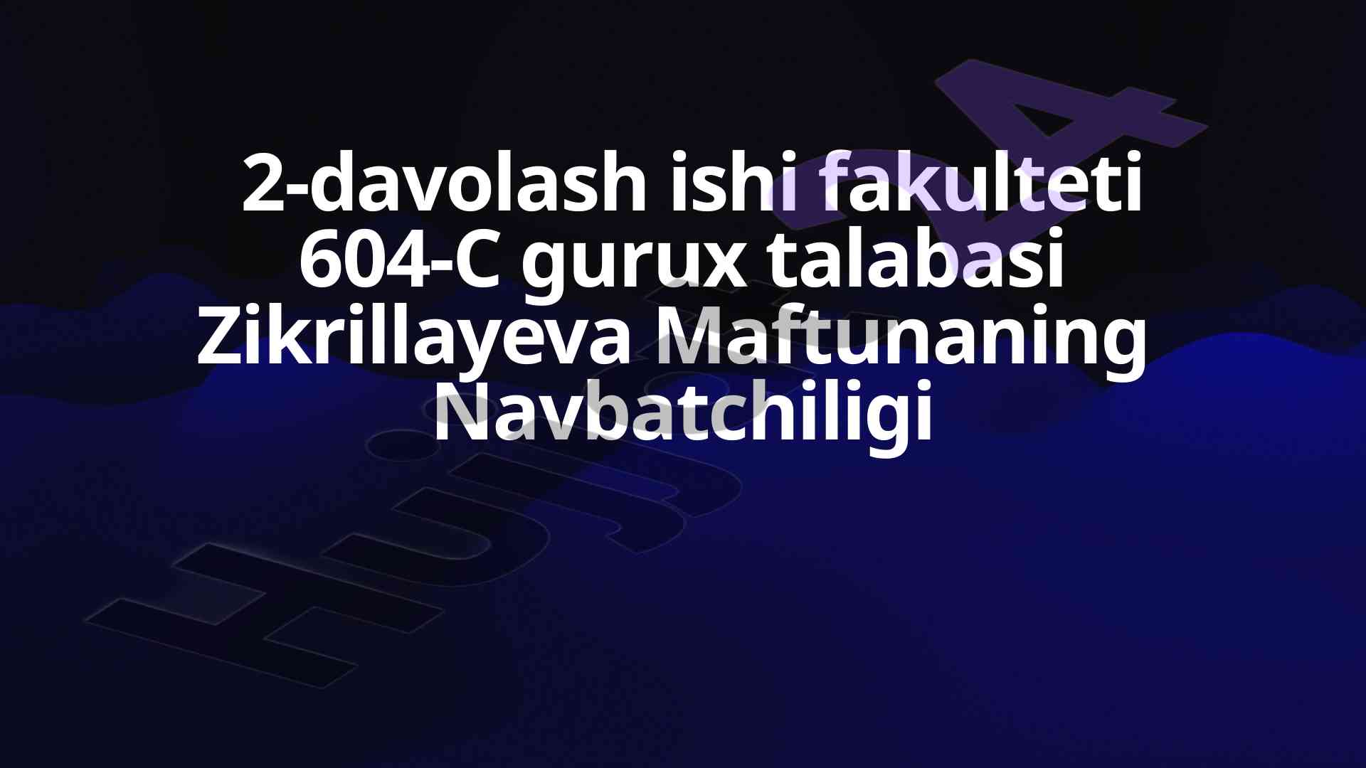 Bemor navbatchiligi tahlili va mualaja detaili