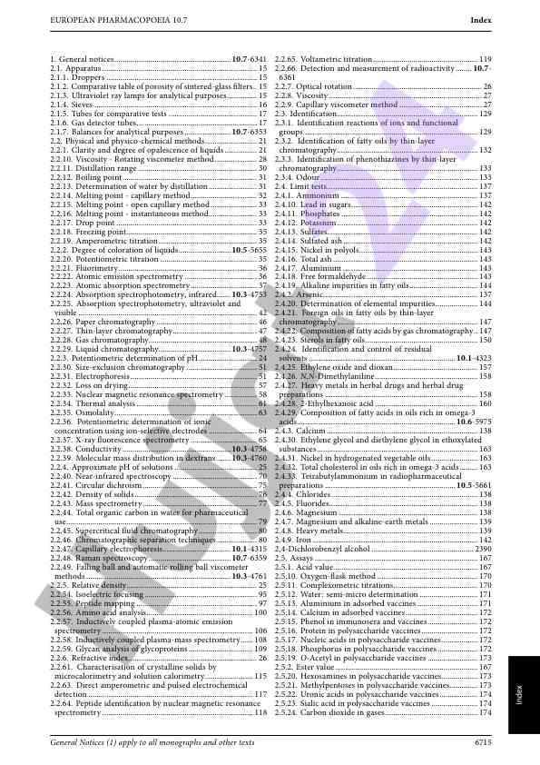 European pharmacopoeia 10.7 detailed index overview